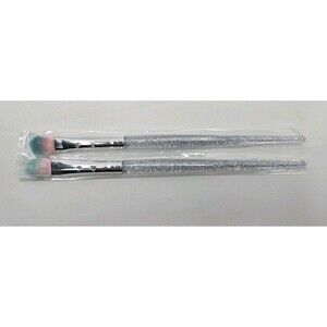 Slmissglam SB68 Eyeshadow Brush Lot Of 2 New Clear Sparkly Handle, Pink Teal